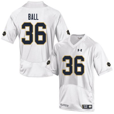 Notre Dame Fighting Irish Men's Brian Ball #36 White Under Armour Authentic Stitched Big & Tall College NCAA Football Jersey MHB2099SB